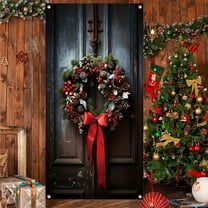 Taicans Deer & Snowy forest Christmas Door Cover,70.8in x 35.4in,Waterproof,Removable,Holiday Decor for Front Door,Porch,Wall,2025 New Design