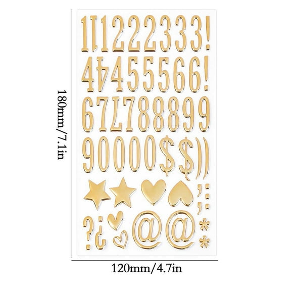 YiJuHui 3pcs 3D Metallic Alphabet Stickers for Scrapbooking - Gold Puffy Letters Craft Supplies, Journaling Embellishments, Gift Wrapping Decorations