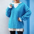 thumbnail image 2 of Womens Sweaters Solid Cable Knit Casual Loose Long Sleeve Tops Fall Winter Pullover Knitwear Blouse Daily Wear, 2 of 4