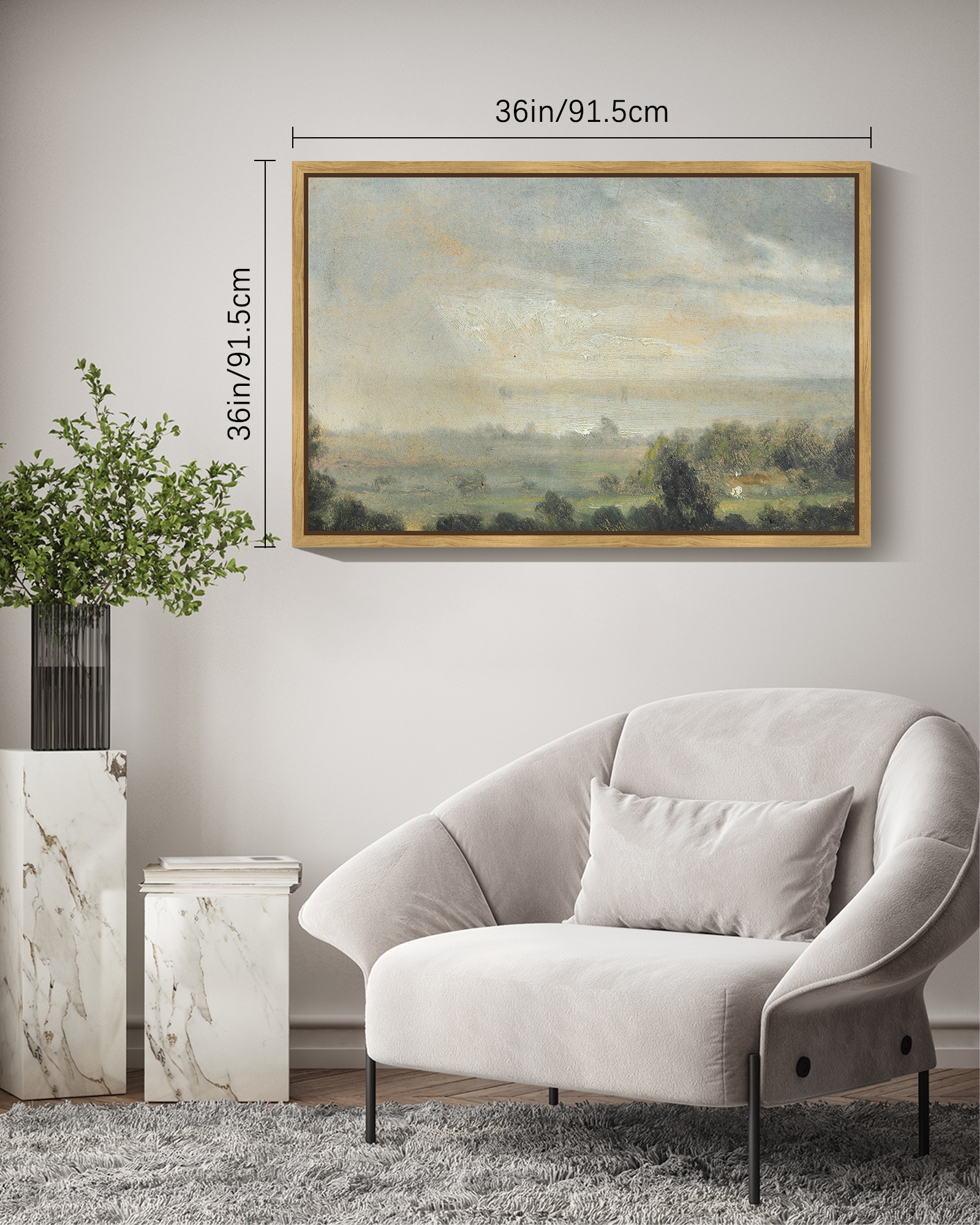 Drsoum 24" x 36" Vintage Landscape Framed Canvas Wall Art photo 4