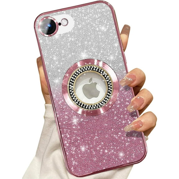 For iPhone 16e Magnetic Glitter Case Compatible with MagSafe,Full Protection Slim Shockproof Anti-Scratch Case with Camera Lens Protector Logo View Dust-Proof Cover for Women