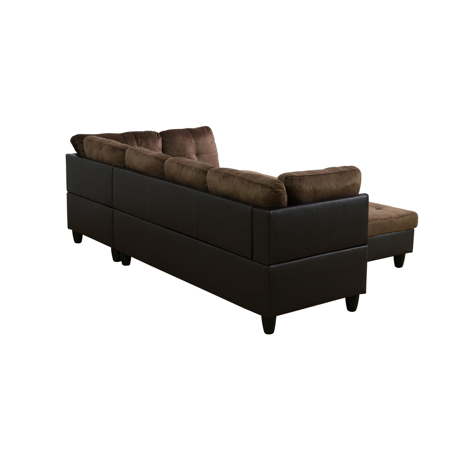Hommoo Lint & PVC L-Shaped Sectional Couch and Sofa Set, Modern Living Room Furniture Set, Right Side, Brown