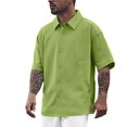 thumbnail image 2 of Mens Short Sleeve Button Down Shirts Casual Lightweight Soft Shirts Comfortable Slim Fit Beach Summer Tops Green Size L, 2 of 5