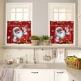 thumbnail image 4 of Black Santa Claus Merry Christmas Kitchen Curtains and Valances Set, Xmas Snowflake Red Rod Pocket Window Valance 18 Inch Window Curtain Panels for Living Room Bedroom Laundry, 27.5x36in, 3 Pieces, 4 of 7