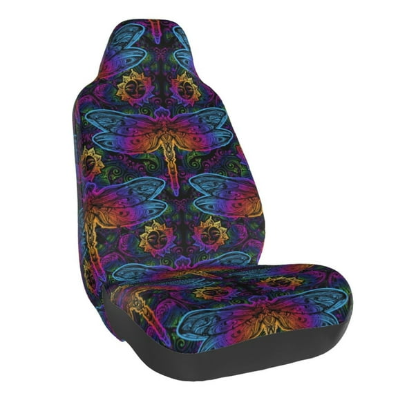 Fuzoiu Indian Mandalas Dragonfly Print Elastic Car Seat Covers, Seat Cover Protector,Universal Fit Interior Covers for Most Cars,Washable Seat Cover Non Slip for SUV,Sedan,Van