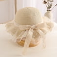 thumbnail image 3 of Sombrero de mujer con circunferencia de 56-58 cm, sombrero de verano con protección solar, sombrero de playa, sombrilla, sombrero de paja, sombrero de encaje de perlas y conjunto de bolso, 3 of 5