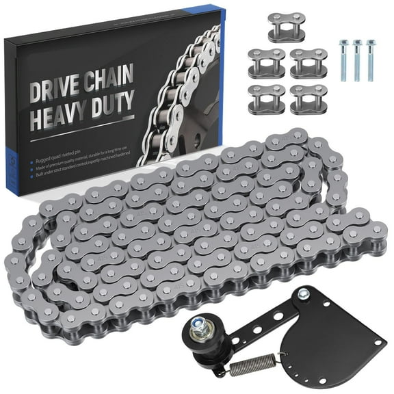 415H Chain 110L Links with Motorized Bike Chain Tensioner Adjuster Assembly Suitable for 2 Stroke Motorized Bicycle 100cc 80cc 49cc 50cc 66cc Zeda BT80 YD100 Gas Motor Powersports Heavy Duty Parts