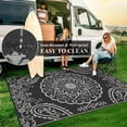 thumbnail image 6 of MeyJey 6'x9' Outdoor Rugs for Patio, Patio Rug Waterproof RV Mats, Plastic Straw Camping Area Rug for Indoor Porch Balcony Beach Mat, Black/Grey, 6 of 15