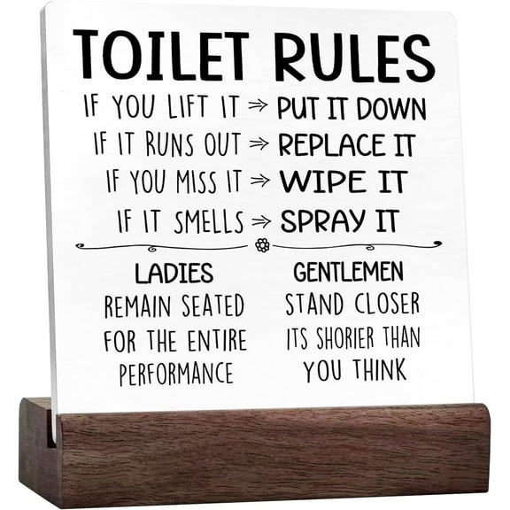 Bathroom Sign, Ceramic Desk Decorative Signage, Funny Bathroom Ruleses