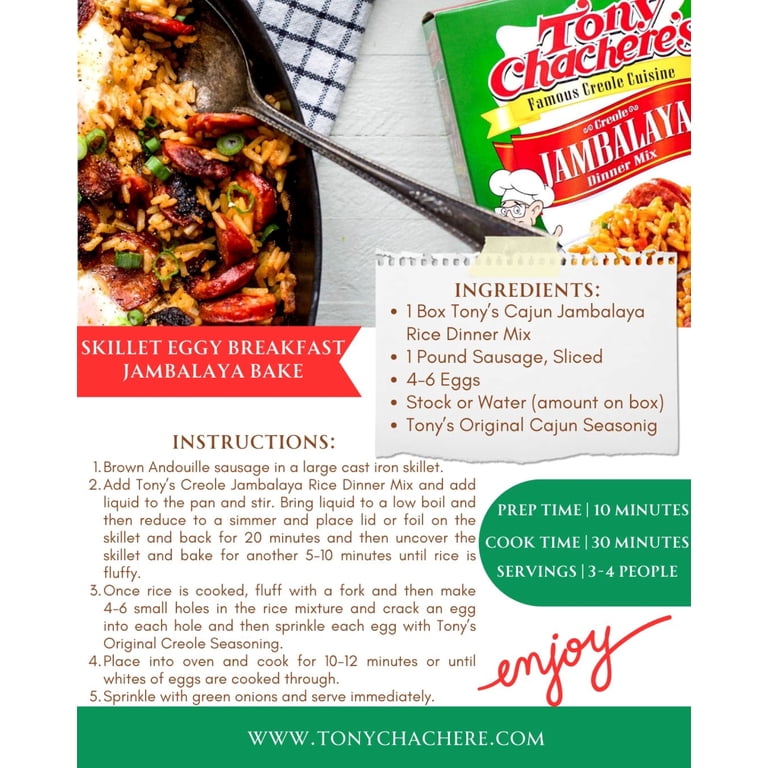 Free Shipping! Tony Chachere's Cajun Jambalaya Rice Dinner Mix, 8