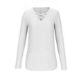thumbnail image 4 of WREESH Womens Fashion Slim Blouses Lightweight Breathable Shirts V Neck Solid Color Pullover Long Sleeve Tops Button Casual T-Shirt Top Blouse White, 4 of 6