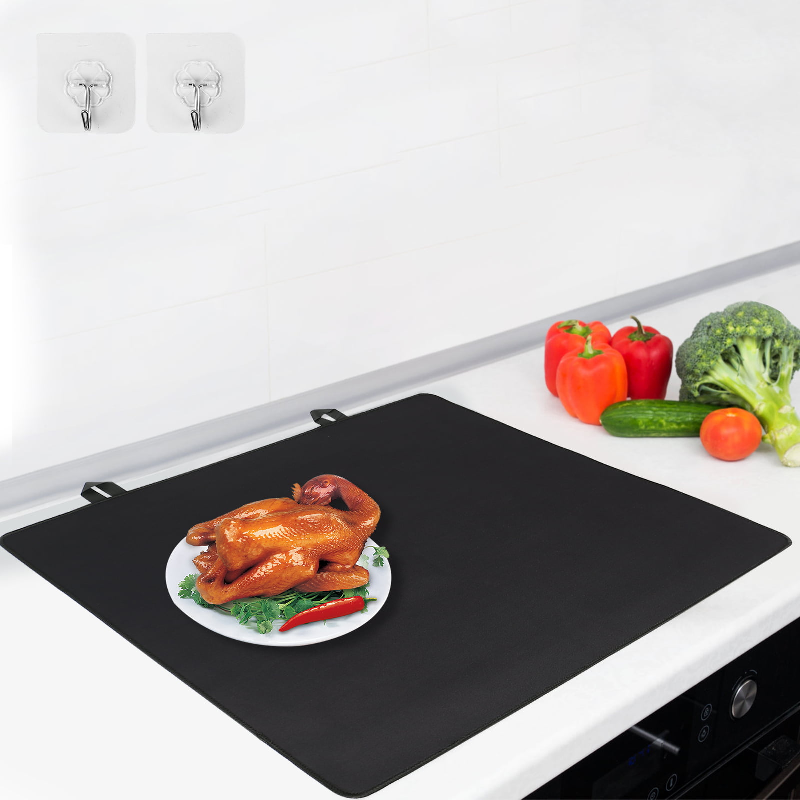 Stove Top Cover, 30.4 inch x 21.5 inch Electric Stove Cover Mat, Ceramic Glass Stove Protector, Washable Rubber Stove Protector Keep Stove Clean