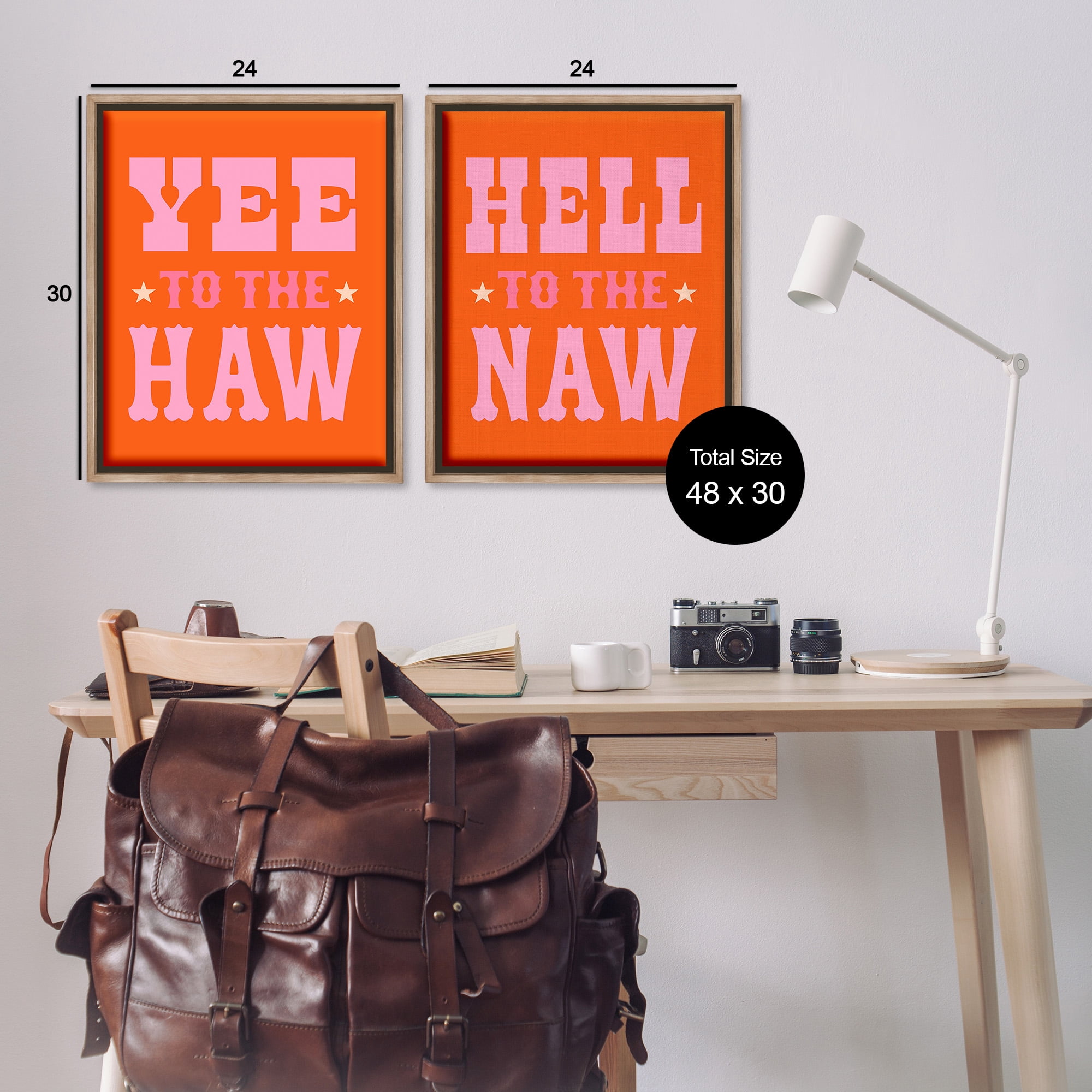 Stupell Industries Funny Cowgirl Phrases Typography Painting Brown Floater Framed Canvas Art Print Wall Art, 25 x 31, Set of 2