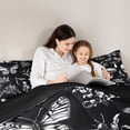 thumbnail image 4 of Homewish Gothic Halloween Skull Twin Comforter Sets,Dark Mushroom Butterfly Pattern Bedding Set,Black White,Black Reversible,2-Piece,1 Comforter and 1 Pillowcase, 4 of 7