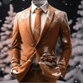 thumbnail image 2 of Weebloom Boys Chrismas Suit Jacket Print Coat Jacket Winter Holiday Celebrations Party Jackets Coffee 7-8 Years, 2 of 3