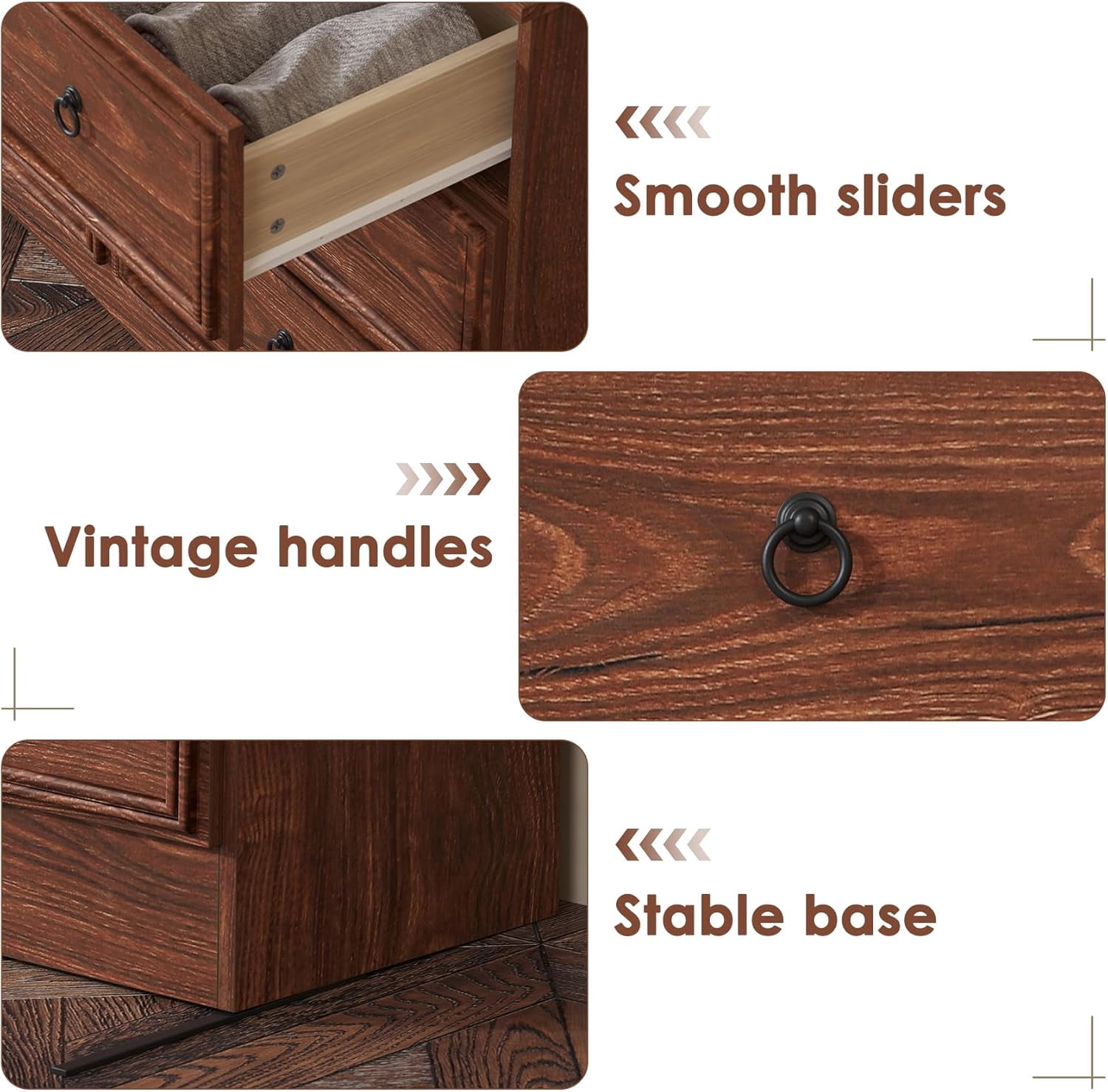 Frmobepts 10 Drawer Dresser for Bedroom, Dresser TV Stand, Chest of Drawers for Storage and Organization, Cherry
