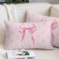 thumbnail image 2 of Pink Bow Throw Pillow Covers, Cute Watercolor Girls Cartoon Luxury Soft Breathable Pillow Cases with Invisible Zipper for Sleeping, Small Pillowcases for Couch Bed Sofa Chair 16x24 Inches, 2 of 9