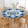 thumbnail image 3 of Indigo Tie Dye Star Round Fitted Tablecloth with Elastic Edge,Dining Table Cover Waterproof,Outdoor Round Tablecloth for Camping,Dining,Indoor and Outdoor, 3 of 7