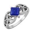 thumbnail image 2 of 5mm Square Shape Natural Lapis 925 Silver Celtic Women Mother's Day Gift Ring, 2 of 4