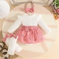 thumbnail image 5 of PEASKJP New Born Outfits Baby Girl Clothes Newborn Infant Outfit Ruffle Romper and Short Pants Clothing Sets for Summer Spring Pink,12-18 Months, 5 of 9