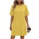 thumbnail image 1 of Mujeres Manga Corta Tops Impresión Casual Cuello Redondo Vendaje Vestido Falda de las Señoras, Vestido de Manga Corta para las Mujeres, 1 of 6
