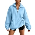 thumbnail image 2 of Horkkom Quarter Zip Pullover Women Long Sleeve Oversized Sweatshirt Casual Loose Sweatshirt with Pocket L, 2 of 9
