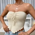 thumbnail image 3 of Wenyuyu Women's Tube Tops Strapless Sleeveless Ribbed Knit Off Shoulder Bandeaus Fashion Twist Knot Y2K Cropped Blouses Beige M, 3 of 7