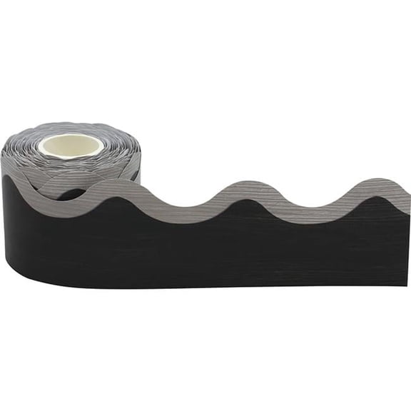 50 ft. Modern Farmhouse Black with Grey Scalloped Rolled Border Trim, Pack of 3