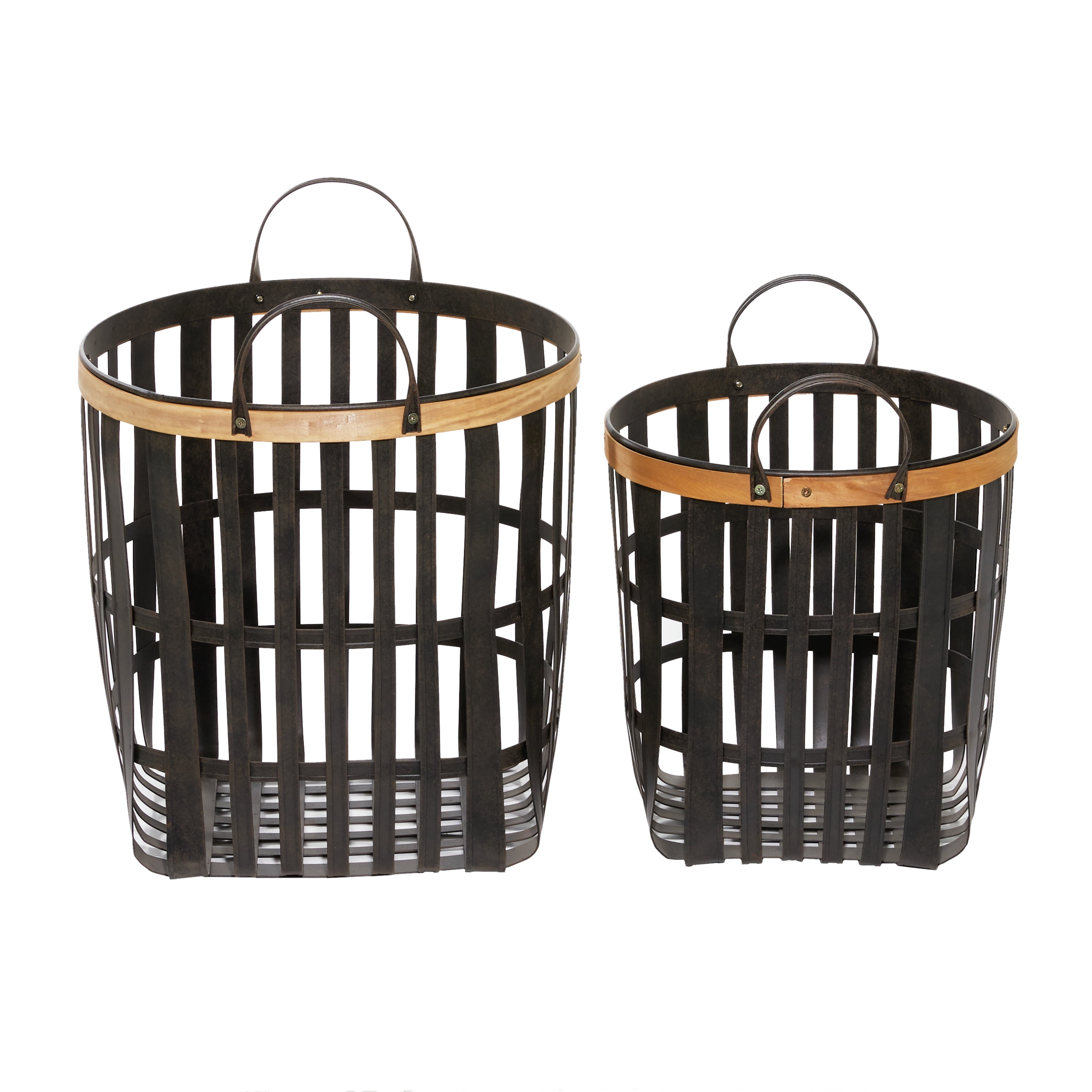 DecMode 17", 20" Black Bamboo Farmhouse Storage Basket, 2 - Pieces