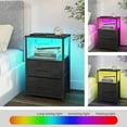 thumbnail image 6 of LED End Table with Charging Station, Nightstand with Cloth Drawer, Side Table with 1 USB Port and 1 Type-C Port, Set of 2, Couch Table, Black TB01BK052L, 6 of 14
