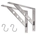 thumbnail image 1 of Yumore Soporte de Estante de Acero Inoxidable Soporte de Estante sólido de Servicio Pesado de 10" Soporte de Esquina Soporte de ángulo Recto Soporte en L con 2 Ganchos en S, Paquete de 2, 1 of 5