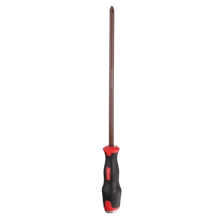 Uxcell PH4 Phillips Screwdriver #4 14.96 Magnetic Screwdrivers 5.12 Heat-Treated S2 Alloy Steel with Ergonomic Handle for DIY Repairing Red Brown