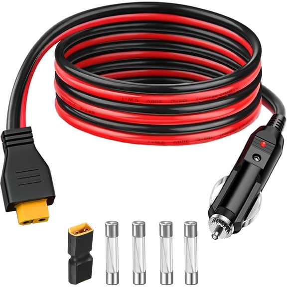 CoolStuff XT60 Female to Cigarette Plug Extension Cable 14AWG XT60 Connector Extension Cable to Car Charger Cable for Solar Panel RV Portable Power Station Jack Battery Charging Device(4.9FT)