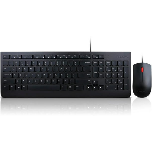 Kit teclado y mouse Lenovo ESSENTIAL Alambrico USB Negro 4X30L79883