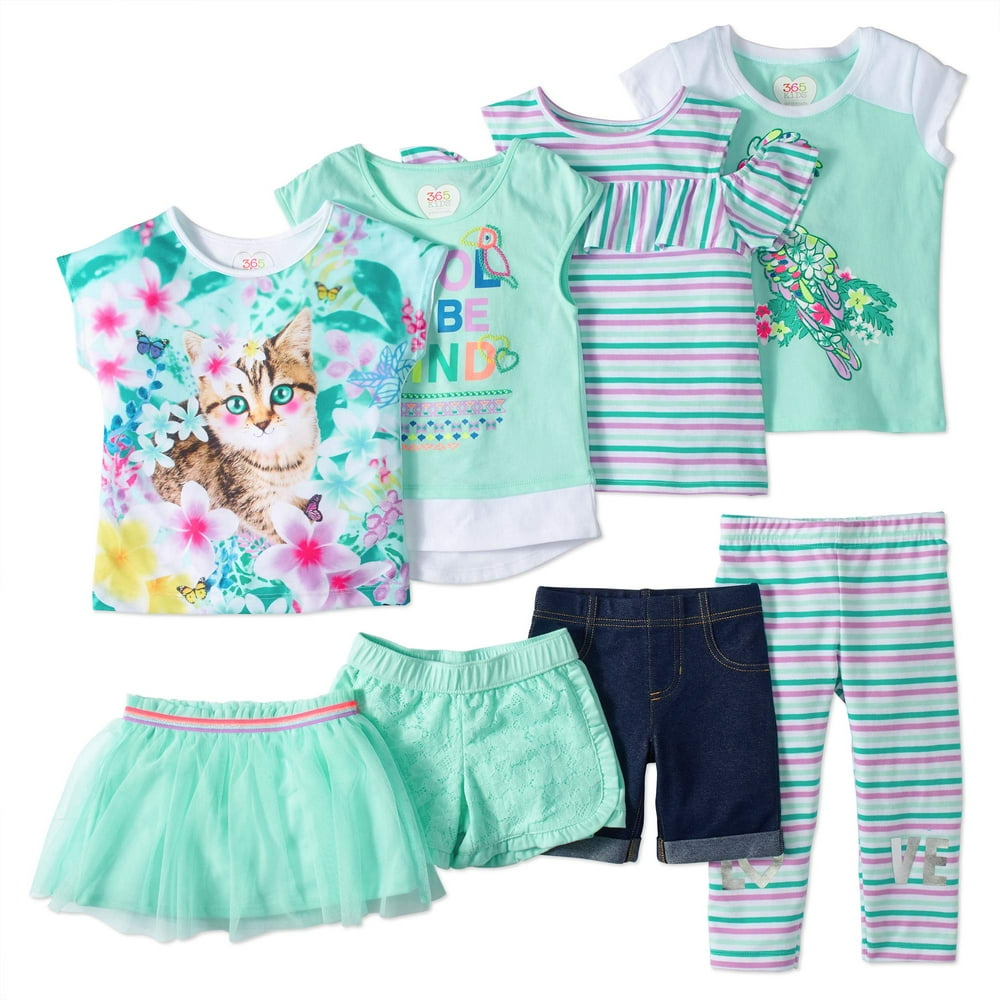 365 Kids From Garanimals Girls' KidPack Mix and Match Outfits 8Piece Set