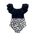 thumbnail image 1 of Toddler Girls Summer Bathing Beach Suits Sleeveless Leopard Print Ruffles Bikini Surfing Swimwear One Piece Swimsuit Spring Swimsuits For Kid 4-5T, 1 of 6