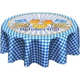 thumbnail image 1 of Oktoberfest Tablecloth Blue White Check Octoberfest Round Tablecloth 60 Inch German Bavarian Table Cloth for Farmhouse Kitchen Decor Polyester Fabric Blue Table Cover for Party Outdoor Camping, 1 of 6