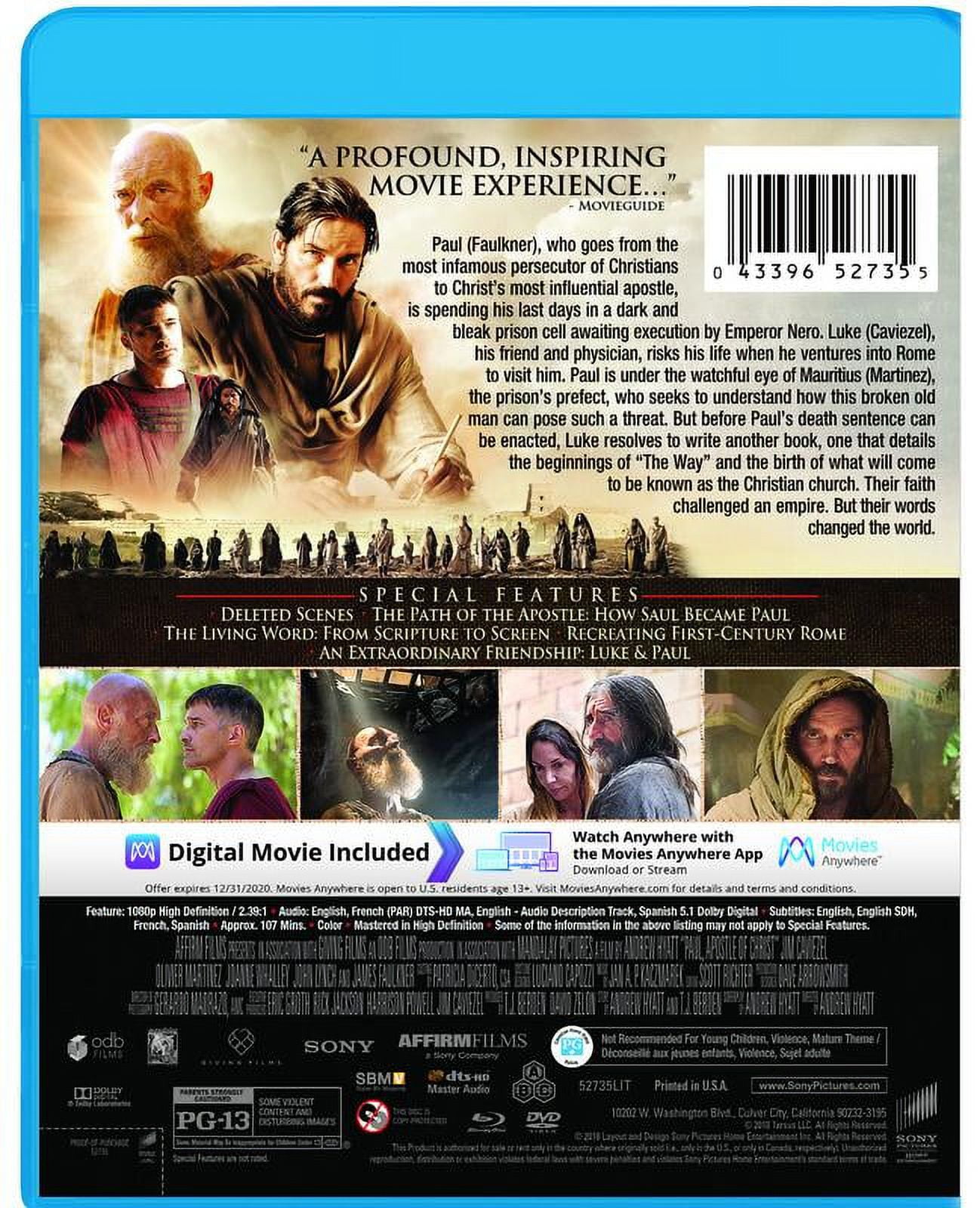 Paul Apostle of Christ Blu ray DVD Digital Copy Sony Pictures Walmart