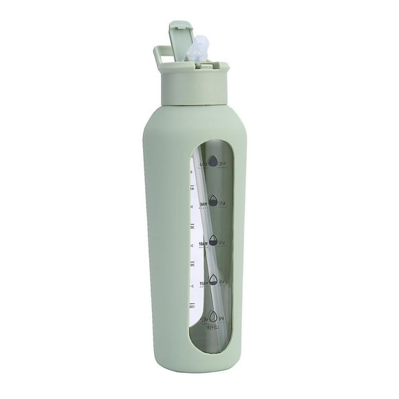 Glass Water Bottle With Straw And Handle Lid Water Bottles With Times To Drink And Straw700ml