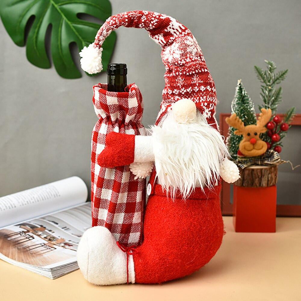 Christmas Santa Claus Wine Bottle Cover Stocking Home Table Decorations Gift 