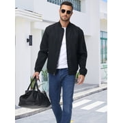 Taigaofy Mens Lightweight Outdoor Jacket Causal Fashion Stylish Windbreaker For Work Dress Golf Business Black L