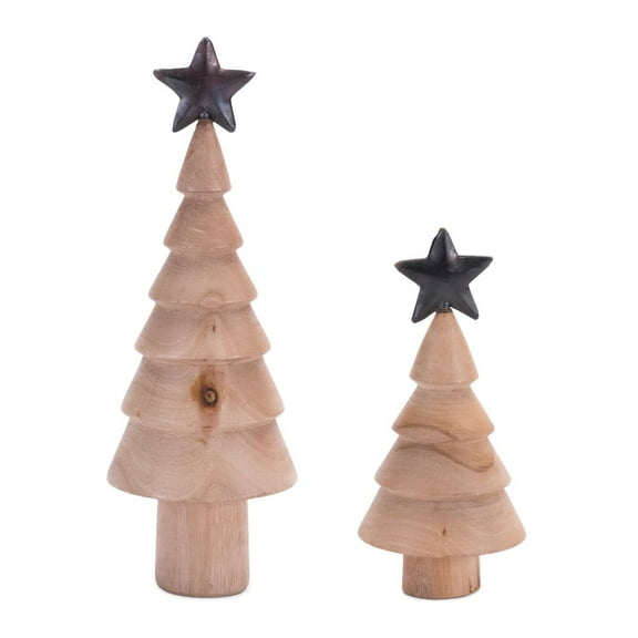 Melrose International LLC Tree (Set of 2) 6"H, 9"H Iron/Wood