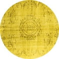 thumbnail image 1 of Ahgly Company Machine Washable Indoor Round Abstract Yellow Contemporary Area Rugs, 8' Round, 1 of 4