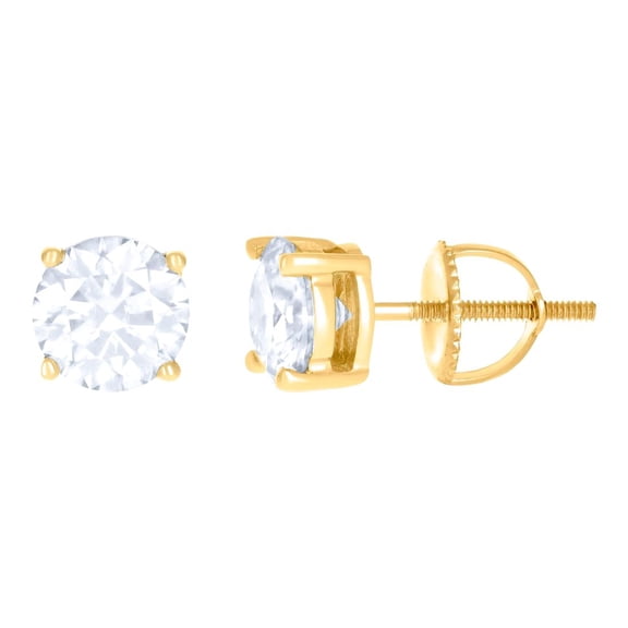 10k Yellow Gold Unisex Moissanite 1.60ct Solitaire Stud Earrings 6x6mm Wide Stud Earring for Women