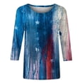 thumbnail image 4 of Hauts pour Femmes Mode Manches Trois-Quarts Col Rond Rétro Imprimé Indépendance Hauts Amples Blouse Manches Trois-Quarts Hauts Manches Trois-Quarts pour Femmes en Solde, 4 of 4