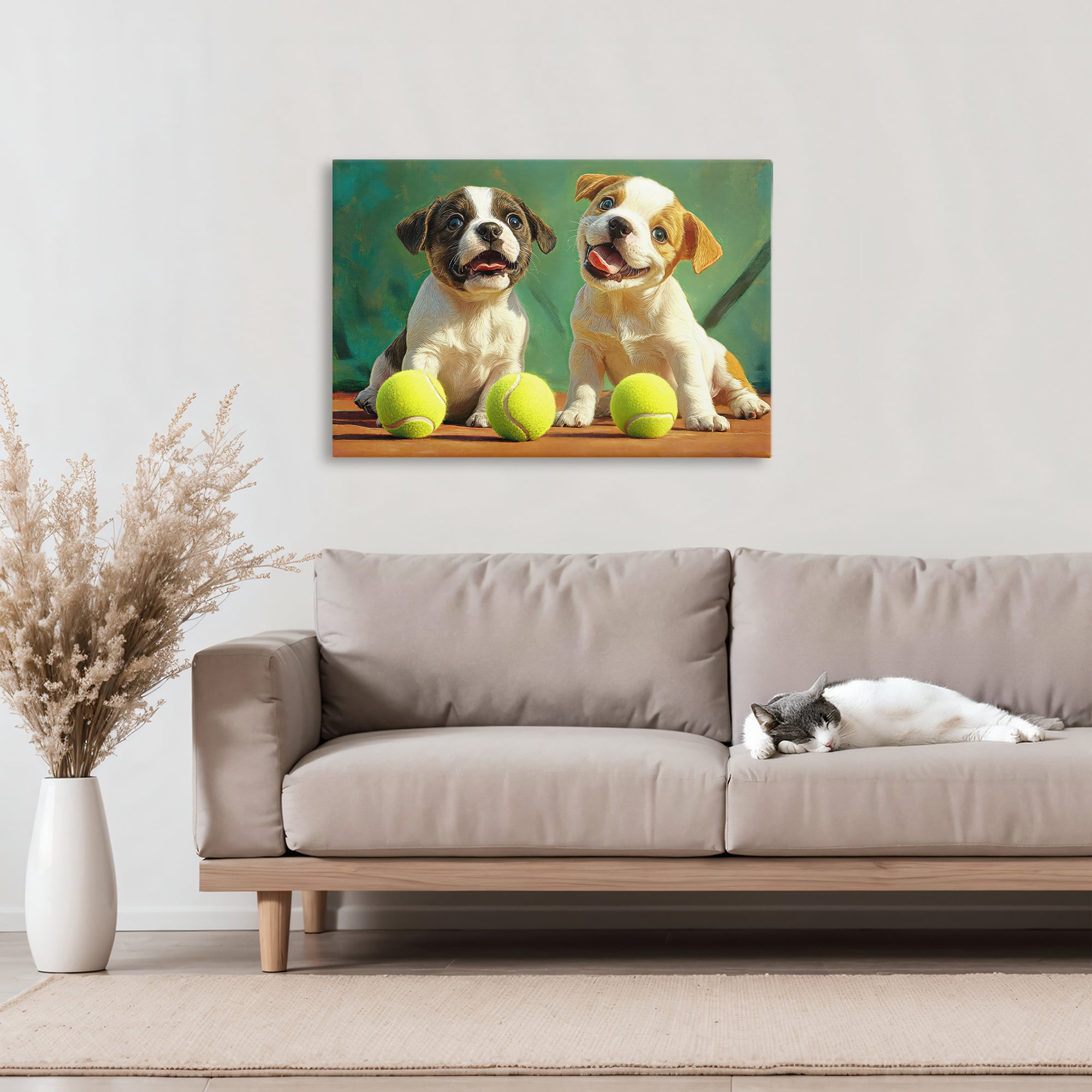 Stupell Industries Adorable Puppies with Tennis Balls Canvas Wall Art, design by Imagine It Images