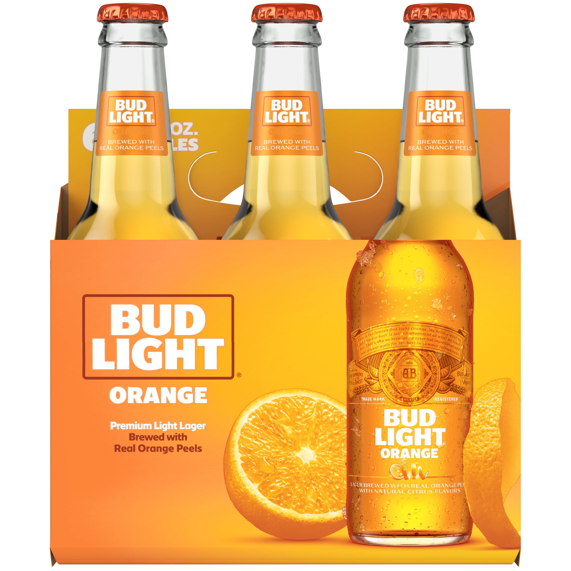 Bud Light Orange American Lager Beer 6 Pack 12 fl oz Glass Bottles 4.2% ABV