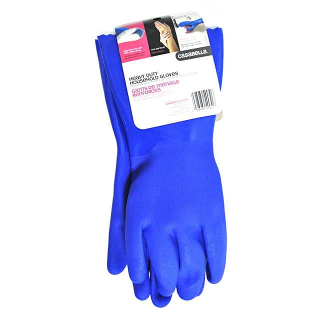 Casabella Gants de Maison Robustes Bleu Profond, Taille Unique, Sans Latex, Doublure 100 % Coton