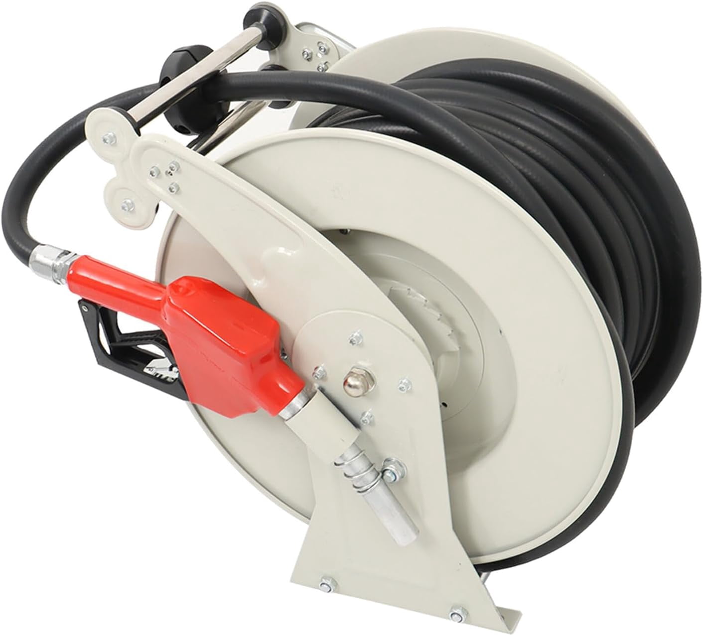 LABLT 3/4 Inch x 50 Ft Diesel Fuel Hose Reel with Fuel Nozzle Heavy Duty Steel Retractable Hose Reel