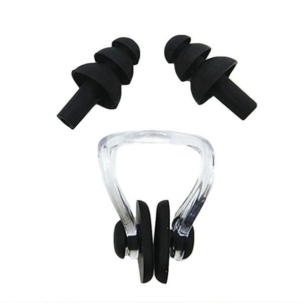 Swimming Earplugs Nose Clip- Waterproof Soft Comfortable Silicone, Non-Slip, Box Package, Perfect for Adults or Kids (Age 7+)